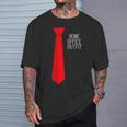 Home Office Outfit Red Tie Telecommute Working From Home T-Shirt Gifts for Him