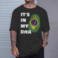 It's In My Dna Brazil Pride Fingerprint Flag Brasil T-Shirt Gifts for Him