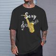 Jazz Music Lover Gold Sax Saxy Saxophone Player T-Shirt Gifts for Him
