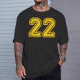 Jersey 22 Golden Yellow Sports Team Jersey Number 22 T-Shirt Gifts for Him