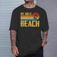 My Job Is Beach Retro Summer Vacation Beach T-Shirt Gifts for Him