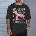 Just A Girl Who Loves Bull Terriers Dog Silhouette Flower T-Shirt Gifts for Him