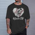 Kansas City Baseball Heart Distressed Vintage Baseball Fans T-Shirt Gifts for Him