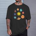 Kawaii Solar System Niño Lindo Planetas Cumpleaños Niños Camiseta unisex Regalos para él