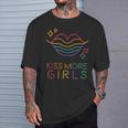 Kiss More Girls Lgbt Cute Lesbian Vintage Lips Pride Month T-Shirt Gifts for Him