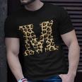 Leopard Cheetah Print Letter M Initial Rustic Monogram T-Shirt Gifts for Him