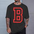 Letter B Large And Bold Outline In Red T-Shirt Gifts for Him