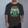 Level 20 Unlocked 20Th Birthday Gamer 20 Year Old Male T-Shirt Gifts for Him