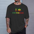 I Love Amsterdam Hemp Leaf Reggae Kiffer T-Shirt Geschenke für Ihn