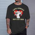 Love Animals Don't Eat Them Vegan Vegetarian Cow Face T-Shirt Gifts for Him