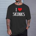 I Love Skunks I Heart Skunks Skunk Lover Stink Badger Weasel T-Shirt Gifts for Him
