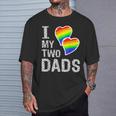I Love My Two Dads Lgbt Pride Month And Father's Day Heart T-Shirt Gifts for Him