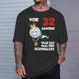 Man Vor 32 Jahren Schnellster Slogan Schwarz T-Shirt zum 32. Geburtstag Geschenke für Ihn