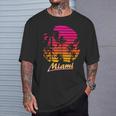 Miami 80S Summer Beach Palm Sunset T-Shirt Geschenke für Ihn