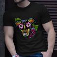 Min Pin Day Of The Dead Sugar Skull Miniature Pinscher Dog T-Shirt Gifts for Him