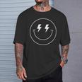Minimalist 80S Lightning Bolt Eyes Happy Smiling Smile Face T-Shirt Gifts for Him