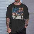Motocross Racer Dirt Bike Merica American Flag T-Shirt Gifts for Him