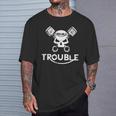 Motorcycle Skull And Pistons TroubleFor Gear Heads T-Shirt Gifts for Him