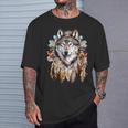 Native American Headpiece Native American Indian Wolf T-Shirt Gifts for Him