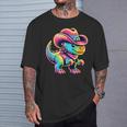 Neon-Colored Dinosaur In Cowgirl Or Cowboy Hat Cute T-Rex T-Shirt Gifts for Him