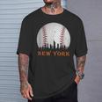 New York Ny Skyline Baseball Vintage Met At Gameday T-Shirt Gifts for Him