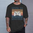 Nivel 34 Desbloqueado – Retrointage 34 Cumpleaños Gamer Gaming Camiseta unisex Regalos para él