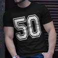 Number 50 Birthday Varsity Sports Team Jersey T-Shirt Gifts for Him