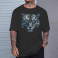 Obra De Arte De Tigre Ojos Azules Arte Animal Tigre Camiseta unisex Regalos para él