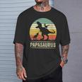 Papasaurus Dinosaur Papa Tyrannosaurus Dino Twin Pack Mit-Ausschnitt T-Shirt Geschenke für Ihn