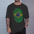 Patriotic Fingerprint Brazil Brazilian Flag T-Shirt Gifts for Him