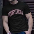 Pennsylvania Varsity Style Pink Text T-Shirt Gifts for Him