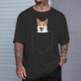 Perro Corgi En El Bolsillo Lindo Perro De Bolsillo Corgi Camiseta unisex Regalos para él