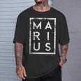 Personalisiertes Marius Vintage-Schwarz T-Shirt, Retro Namensdesign Geschenke für Ihn