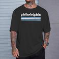 Philadelphia Pennsylvania Retro Three 3 Stripes Weathered T-Shirt Gifts for Him