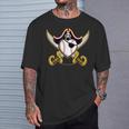 Pirate Baseball Heart Skull Pirate T-Shirt Gifts for Him