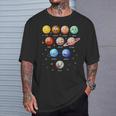 Planetas Del Sistema Solar Espacio Solar Divertido Profesor De Ciencias Para Niños Camiseta unisex Regalos para él