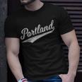 Portland State Of Oregon Baseball Script Flag Swoosh T-Shirt Gifts for Him