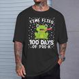 Pre K 100 Days Of School Boys Girls Frog Time Flies Fly Cute T-Shirt Gifts for Him