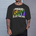 Proud Gay Electrician Lgbt Electrical Lineman Rainbow Pride T-Shirt Gifts for Him