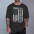 Proud Grandpa American Flag Thin Blue Line Police On Back T-Shirt Gifts for Him