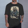 Raccoon And Waves Japanese T-Shirt Gifts for Him