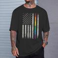 Rainbow Gay Pride American Flag Lgbt Gay Transgender Pride T-Shirt Gifts for Him