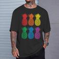 Rainbow Pineapples Aloha Hawaiian Gay Pride Month T-Shirt Gifts for Him