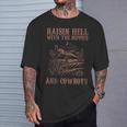 Raising Hell With The Hippies And Cowboys Western Cowgirl T-Shirt Gifts for Him