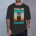 Retro Bulldogge Call Me Master T-Shirt, Coole Hunde Liebhaber Mode Geschenke für Ihn