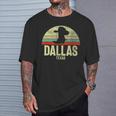 Retro Dallas Texas Cowboy Hat On Cowboy Boot Vintage T-Shirt Gifts for Him