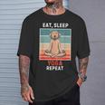 Retro Labrador Dog Eat Sleep Yoga Repeat Vintage Yoga T-Shirt Gifts for Him