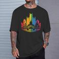 Retro Pittsburgh Skyline Rainbow Lgbt Lesbian Gay Pride T-Shirt Gifts for Him