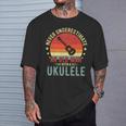 Retro Never Underestimate Old Man With A Ukulele Player Men T-Shirt Gifts for Him