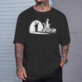 Salut Motard Humour Ombre Chinoise Lapin Main Moto Vintage T-Shirt Cadeaux pour lui
